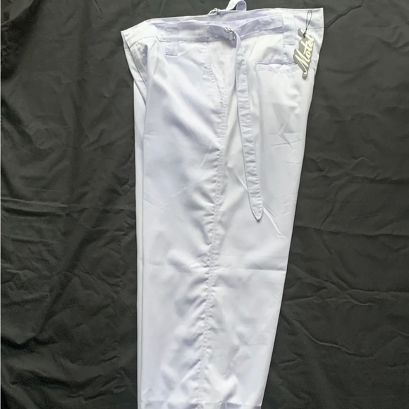 Motel Rocks White Jubie Cargo Utility Trousers Drill Tapered Leg Large UK 16-18 - Picture 5 of 13